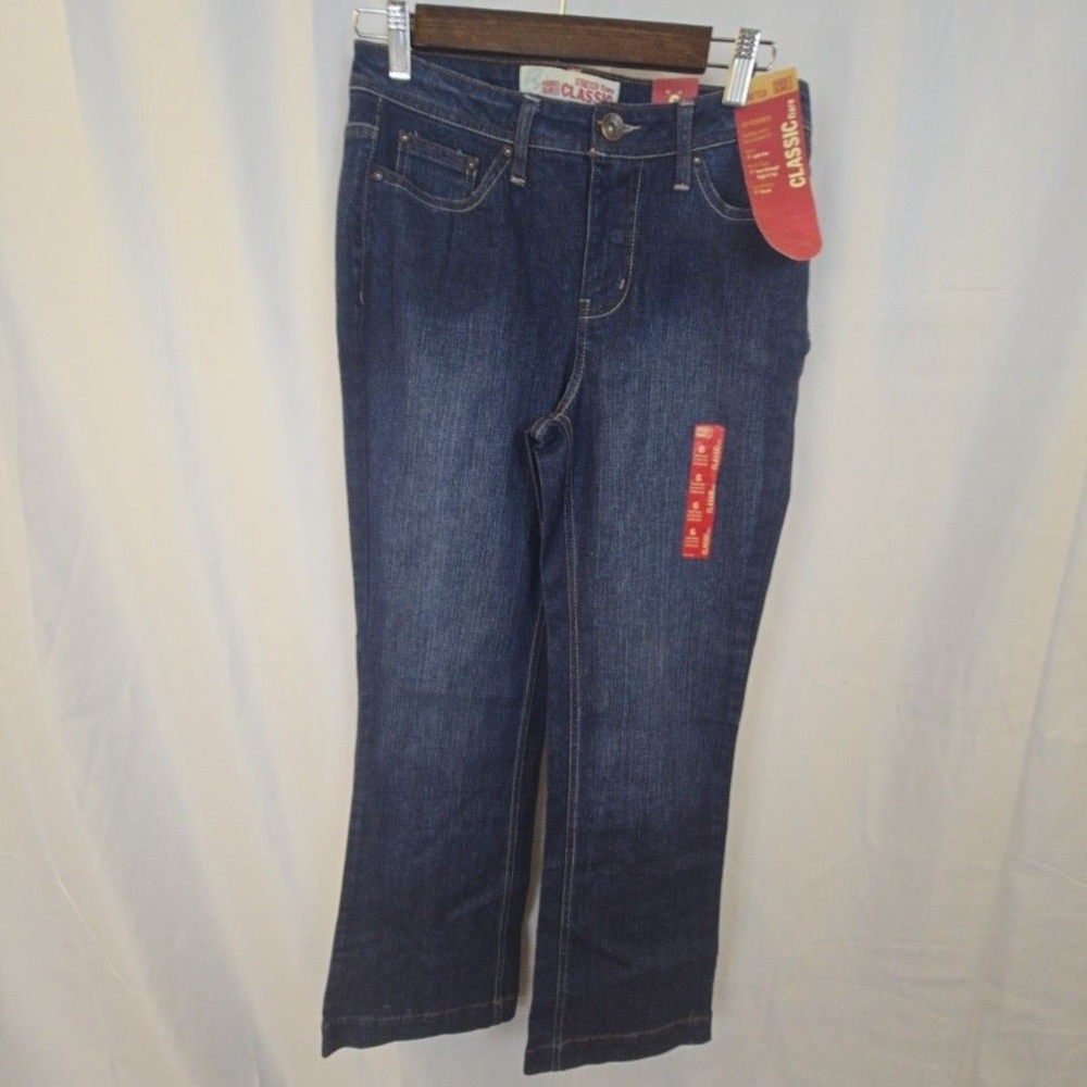 Faded Glory Classic Flare Jeans Womens 6 Blue Medium Wash Mid Rise Stretch Denim